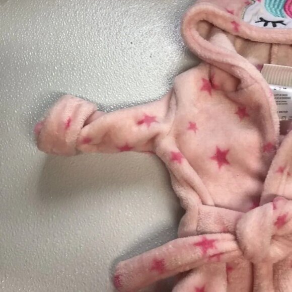 Duck Duck Goose Baby Robe Pink Stars Unicorn Hooded Bathrobe Girls - Picture 8 of 8